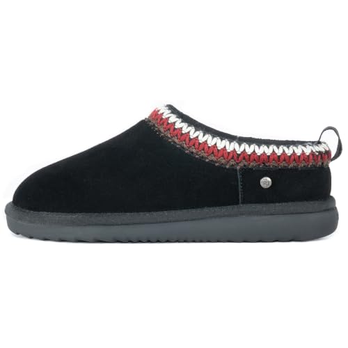 Image of Women's Genuine Shearling Slippers Suede Warm Indoor Outdoor Shoes Rubber Sole