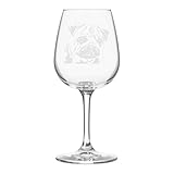 Pug Dog Themed Etched All Purpose 12.75oz Libbey Wine Glass