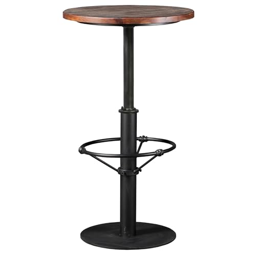 LOKKHAN 42' Tall Rustic Industrial Bar Table-19.68' Dia Round Wooden Top Metal Bar Height Adjustable...