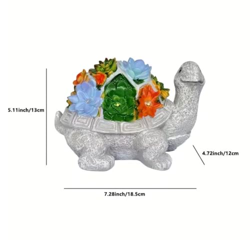 Image of XERGY Solar Powered Garden Decor Turtle Resin Statue with 6 Warm White LED Lights, Waterproof, Dusk to Dawn Sensor for for Lawn, Terrace & Balcony Decor (Grey)