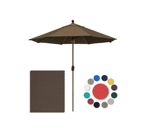 Eurmax USA 10-Year-Non-Fading 10FT Outdoor Patio Market Umbrella,UPF50+ UV Resistant Sun Shade,Heavy Duty Commercial Grade,Crank Lift Design,Windproof Vented Top for Garden,Pool,Deck,Chestnut