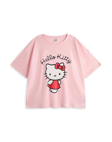 Hello Kitty Womens Pyjama Set | Adults Kitty White Graphic Short Sleeve Top & Long Leg PJ Bottoms in Pink4