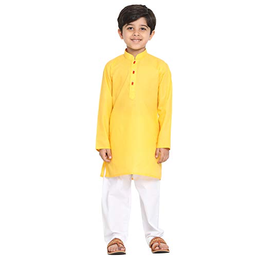 Image of JBN Creation Boys Cotton Blend Kurta Pyjama Set - Ethnic Elegance for Festivals | Comfortable Classic Collar Full Sleeves Kurta for Kids