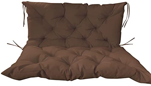 Coussin de banc extérieur imperméable marron de 120 x 100 cm avec dossier