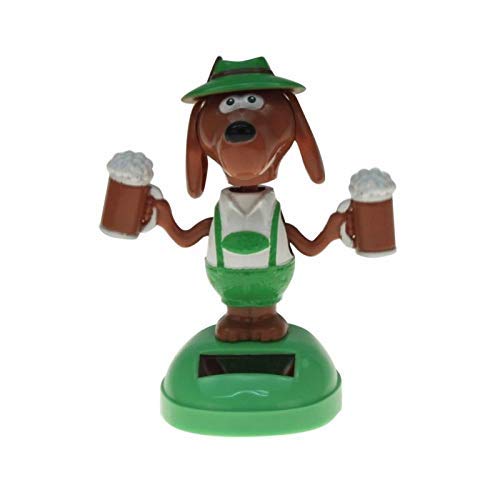 Preisvergleich Produktbild UvaQuetsch Solarfigur Hund mit Bier Bierhund Wackeldackel Wackelfigur Bierkrug