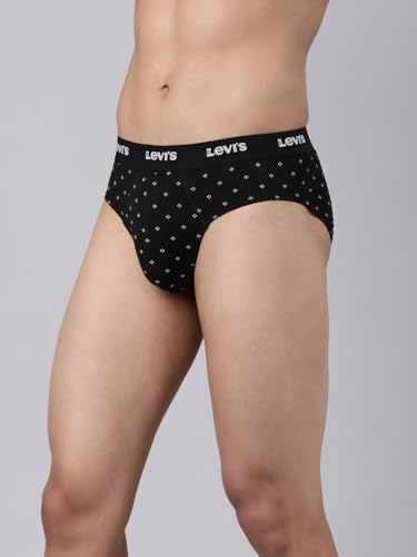 Image of Levi's 021 Brief for Men | Cotton Stretch Fabric | Printed Men's Underwear | Breathable | Anti-Roll Waistband | Extra Supportive Gusset | Functional Fly | Dual Layer 3D Pouch | Tagless | Pack of 3