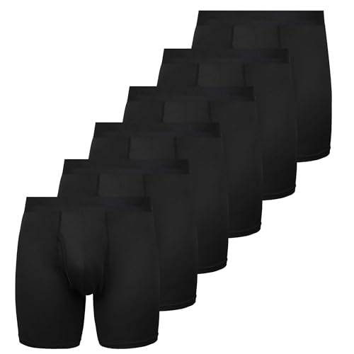 Expertoftio Boxer Homme Sport - sous-vêtements Fonctionnels, Lot de 6 Longs Shorts de Caleçon Homme Respirants avec Ouverture, Grand