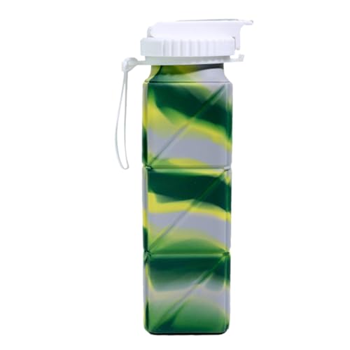 Kustimantu Botella de agua plegable, taza de campamento plegable - Botella de agua de silicona para senderismo,Copa plegable reutilizable con tapa para exteriores, senderismo, pesca, gimnasio, deporte