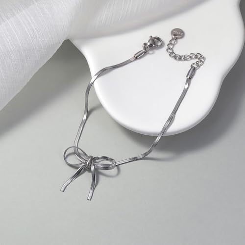 Bowknot Bracelet for Women Gold/Silver Stainless Steel Bow Bracelet Adjustable Ribbon Bow Bracelet Dainty Jewelry Gifts3