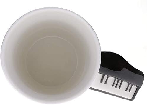 Miniatura 4 de Taza de café de cerámica con patrón de notas musicales de 13.5 onzas con mango 3D, taza de cacao para beber agua, té, tazas de notas musicales