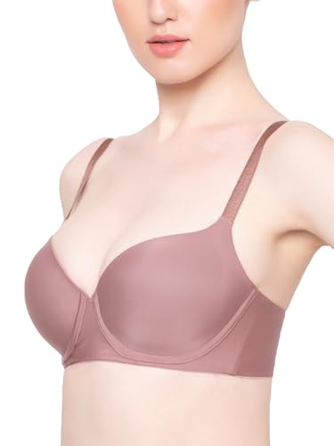 Image of Triumph T-Shirt Bra For Women Wired Padded Body Make-Up Series Seamless Everyday Lingerie Lycra Xtra Fine Breathable Fabric Second-Skin Smooth 3 /4 Cup Support Invisible Underwire Pack Of 1