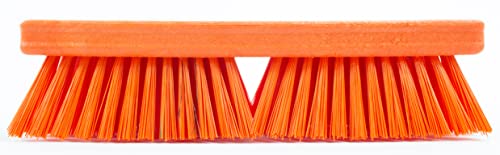 Image of SPARTA Plastic Floor Scrub Brush, Brush Head Only, Deck Brush with ACME Standard Thread Fitting for Deck, Industrial Kitchens, and Hospitals, 10 Inches, Orange