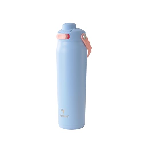 Image of REDUCE Aura Vacuum Insulated 26 oz Water Bottle - Leak-Proof & Chug Spout for Quick Hydration - Keeps Drinks Cold for 30 Hours - Removable Handle for Travel or Gym - Soft Sit Base - Glacier