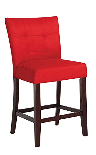 HomeRoots Counter Height Chair (Set-2), Red Microfiber & Walnut - MFB, Wood Red