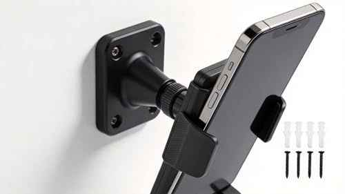DystopiaWorld Support mural réglable à 360° pour smartphones de 5,7 à 9,7 cm de large, vis percées, matériau ABS, pour la maison et le bureau