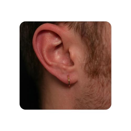 Hypoallergenic Titanium Hoop Earrings for Women&Men-8mm 10mm 12mm Small Silver Gold Huggie Hoops Cartilage&Helix Sleeper Earrings for Sensitive Skin (Gold 8mm)