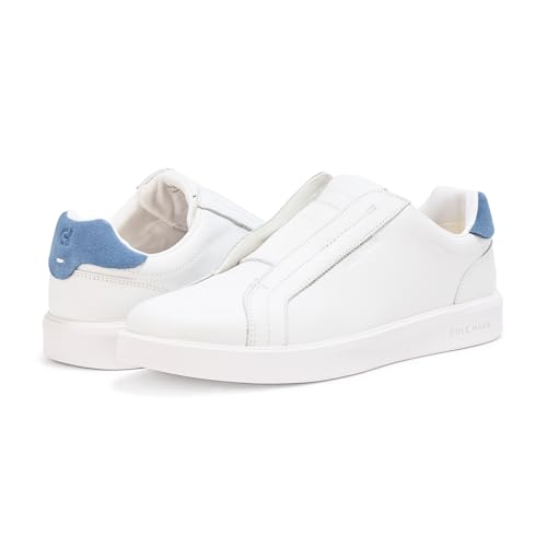 Cole Haan Cole Haan Women's Grand Crosscourt Luxe Slip On Sneakers, White Leather/Moonlight Blue Suede, 7-B US