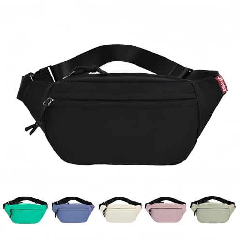 MHwan Bauchtasche Herren und Damen, Zweilagig Gürteltasche mit Großem Fassungsvermögen, Robuster Metallreißverschluss, Leicht und Bequem, Verschleißfest und Wasserdicht, mit Kopfhöreranschluss