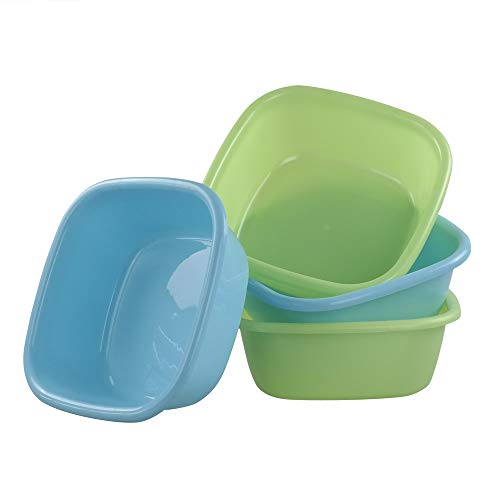 Eudokkyna 8 Quart Small Plastic Basin Set Of 4, Green Blue Wash Pan #TOP6