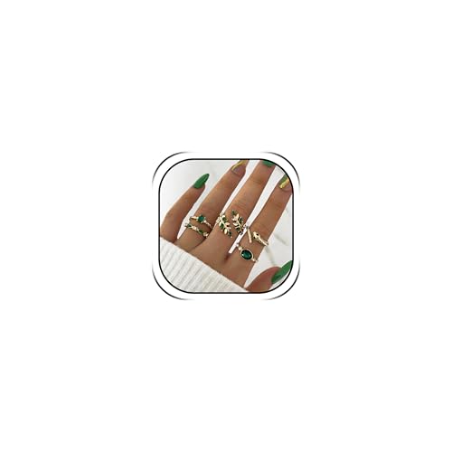 Someki Green Ring for Women Gold Ring Set...