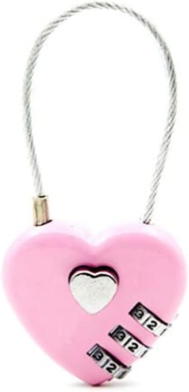 Zinc Alloy Wire Rope Password Lock Mini Love Heart Shape Password Padlock Travel Luggage Package Password Lock (Color : Black) (C)