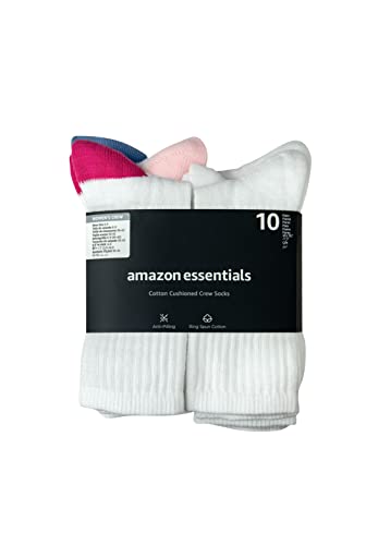 Image of Amazon Essentials Women's Cotton Cushioned Crew Socks, 10 Pairs