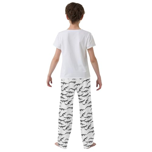 Pajama Pants Hand Drawn Black Crocodiles PJ Bottoms Sleepwear Lounge Sleep Pant with Pockets3