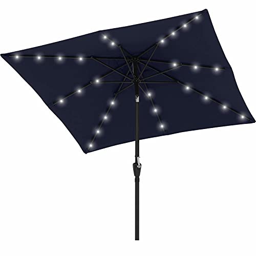 Image of ABCCANOPY Square Solar Led Patio Umbrellas 6.5FT x 6.5FT (Navy Blue)