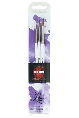Kum 5119416 - Memory Point Borstelletterset, breedte 1, 3 en 6, drie penselen in set, wit