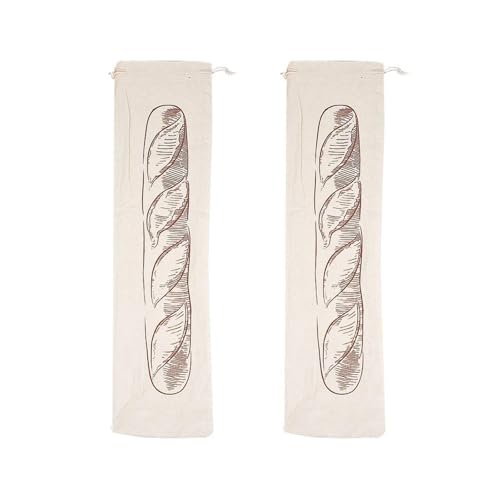 Bolsa de lino para almacenamiento pan beige: juego de 2 bolsas reutilizables