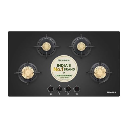 Faber 4 Burner 90Cm HOB |Auto Ignition| HOB PRIME HT904 CRS BR CI AI |Metal Knobs| Cast Iron Pan Support|HOB/Cooktop Hybrid|Black Glass Finish |5 Yrs Warranty On Glass,Valve & 2 Yrs On Burner