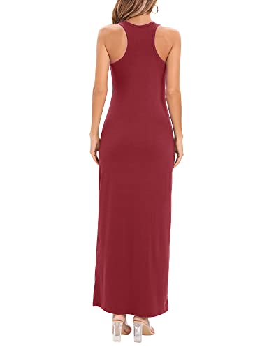 Image of Roselux Women Sleeveless Scoop Neck Striped Maxi Sundresses Loose Racerback Long Dress
