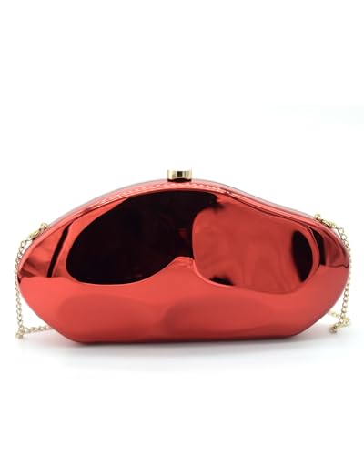 Image of Acrylic Silver Evening Clutch Purse for Women, Wedding Guest Clutch Metal Chain Shoulder Crossbody Bag