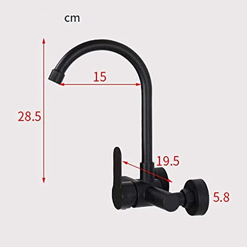 Robinet mural de cuisine mitigeur monocommande noir mat pour évier - 5