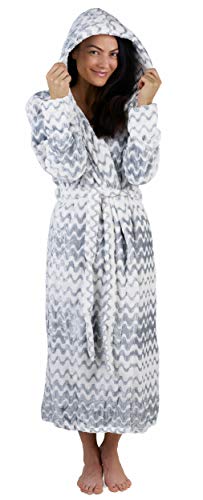 CityComfort Bata Super Suave con Capucha para Mujer (S (8-10), Gris Claro y Blanco)