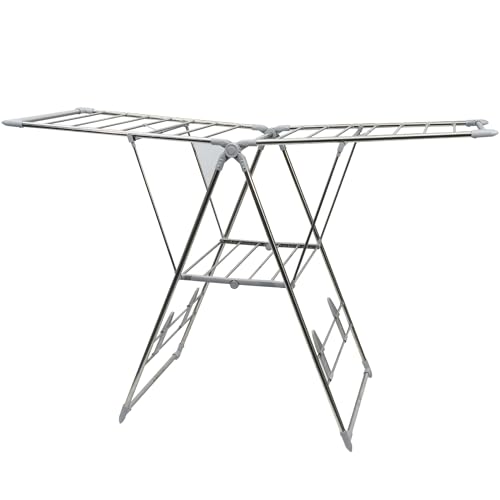 WERKA PRO Séchoir à Linge Inox 18 Mètres - Pliable - Structure Acier Inoxydable Ø 18 mm - Usage Intérieur et Extérieur - Tubes Ø 9 mm - Réf. 8304 - Poids 2,48 kg