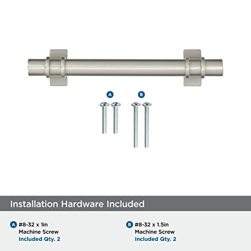 Image of Amerock | Cabinet Pull | Satin Nickel | 3-3 /4 inch (96 mm) Center to Center | Davenport | 1 Pack | Drawer Pull | Drawer Handle | Cabinet Hardware