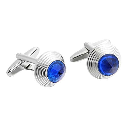 Mancuernillas para hombre con esfera azul y acero inoxidable miniatura 1
