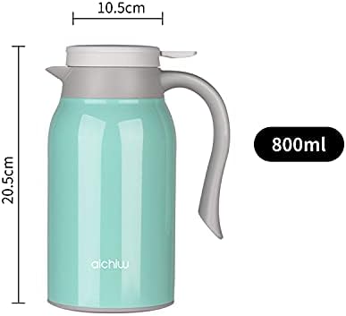 Aichiw Stainless Steel Thermal Carafe Coffee Jug, Double Walled Vacuum Insulated Thermos, 12 Hour Heat Retention, BPA Free, Tea, Water, and Coffee Dispenser Flask Pitcher Pot (800ml Green)