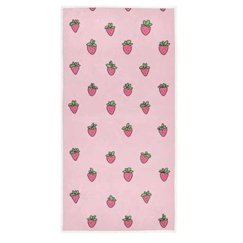 Naanle Lifelike Red Little Strawberry Pattern Soft Guest Hand Towels Multipurpose for Bathroom, Hotel, Gym and Spa (16" x 30")