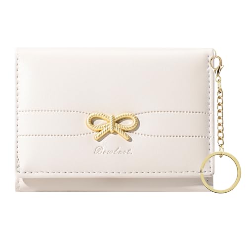 Image of Cute Coquette Bow Wallet with Key-chain for Women Girls | Bow Print Wallet Card Holder ID Window
