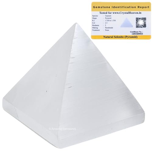 Image of Selenite Pyramid - 1.5 inch Inch Crystal Pyramid for Positive Energy, Vastu, Reiki, Feng Shui and Chakra Healing Energy Balancing