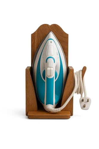 Image of Wooden Iron Press Holder.Free from Electricity.Save You & Your Family from Shock.Not Only Hold Iron But Organise Power Cable Also. Press Machine Holder for Laundry and Home1