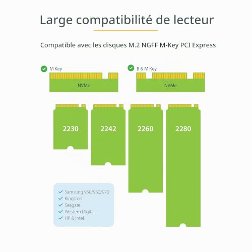 StarTech.com Boîtier USB 3.1 pour SSD .2 MVMe PCIe Key avec câble USB C Aluminium certifié IP67 - vue 8