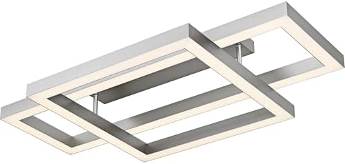 Quoizel Lawless Semi-Flush Mount Ceiling Light Fixture with CCT Switch, 36 Inch Integrated LED Painted Brushed Nickel Hanging Light for Hallway, Kitchen, Bedroom, Dining, Living Room, or Office