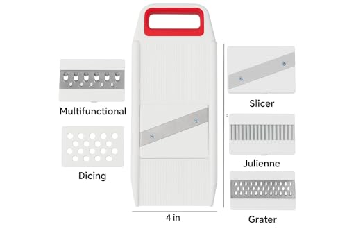Image of 6 in 1 Vegetable Slicer & Grater - Professional Mandoline Cutter with Interchangeable Blades | Kitchen Tool for Potato, Onion, Carrot, Cucumber | Trending Multipurpose Chopper
