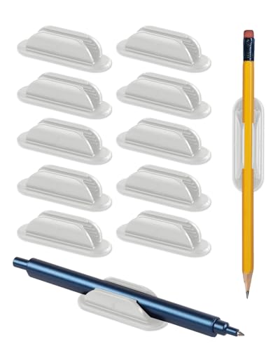 Tiizze Silicone Adhesive Pencil Holders for Classroom & Desk, 10 Pack White
