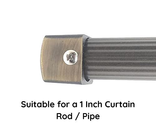 Image of FAPBADRI Simple Curtain End Caps /Finials for a 1 inch Pipe /Rod, Colour - Antique Gold Square, 6 Pieces