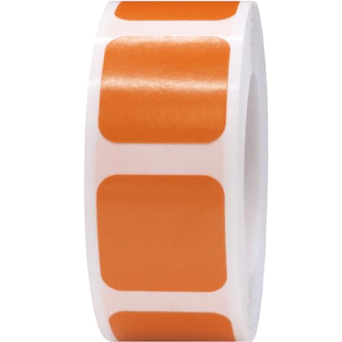 Orange Square Color Coding Labels - 3/4 Inch Vibrant Square, 500 Total Adhesive Stickers on a Roll for Inventory and Organization - Made in the USA