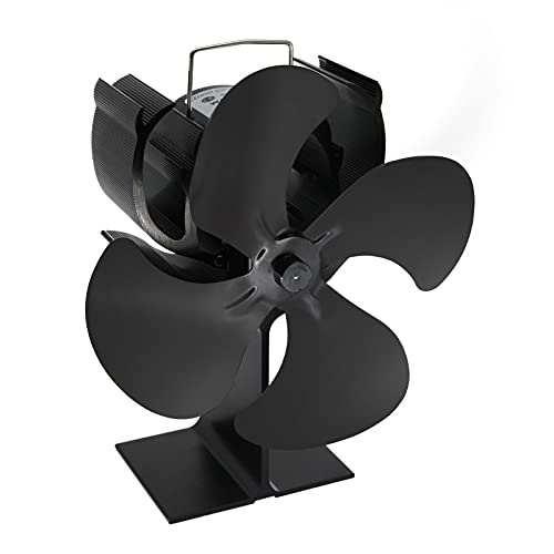 Wärmebetriebene Kaminventilator mit 4 Klingen Kaminzubehör,Geräuscharm, Zirkuliert Warm, Effiziente Verteilung, Holzofen-Zubehö(Rentierschwarz)…